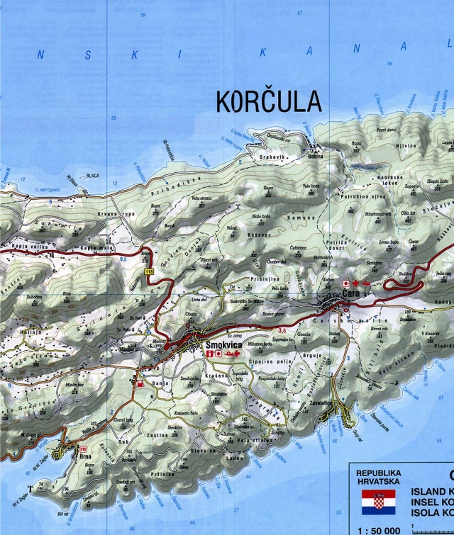 Smokvica és környéke a térképen.
